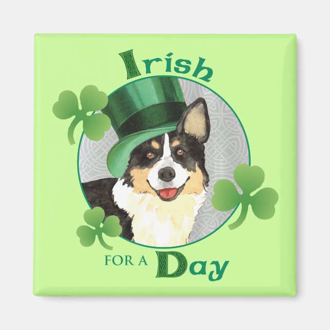 St. Patrick's Day Cardigan Welsh Corgi Magnet (Vorne)