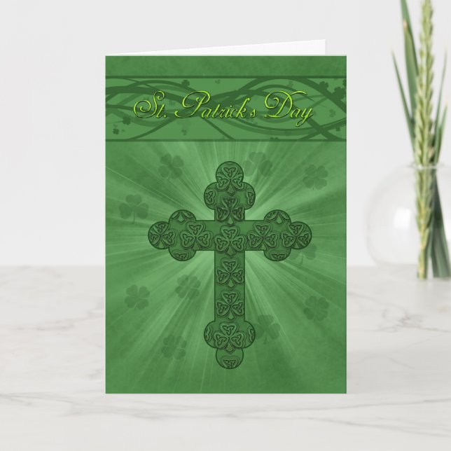St. Patrick's Day Cards mit Kreuz und Kleeblättern Karte (Vorderseite)