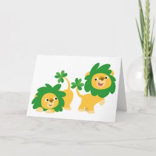 St Patrick's Day Cartoon Lions greeting card Karte