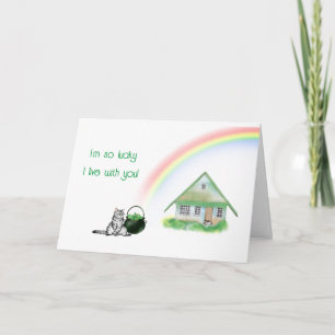 St. Patrick's Day Cat and Rainbow Card Karte