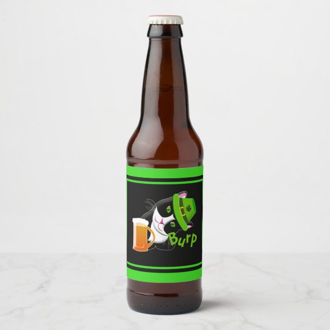 St. Patrick's Day Cat Bierflaschenetikett (Vorderseite)