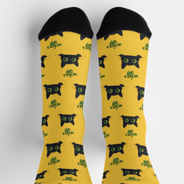 St. Patrick's Day Cat Funny Socken (Oben)