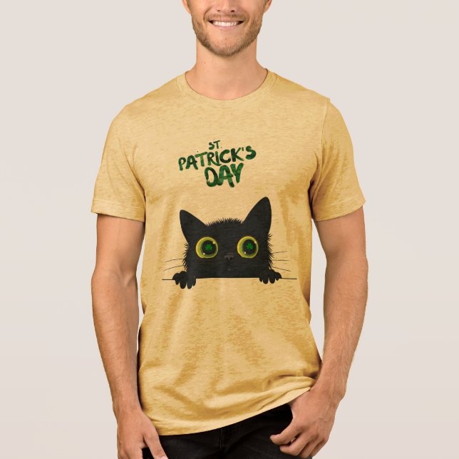 St. Patrick's Day Cat Funny Tri-Blend Shirt (Vorderseite)