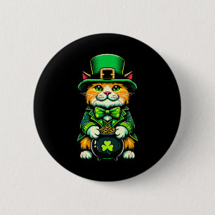 St Patrick's Day Cat Leprechaun Cat Irish Kleeblat Button