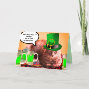 ST. PATRICK'S DAY CAT LEPRECHAUN HAT IRISH BIERS KARTE