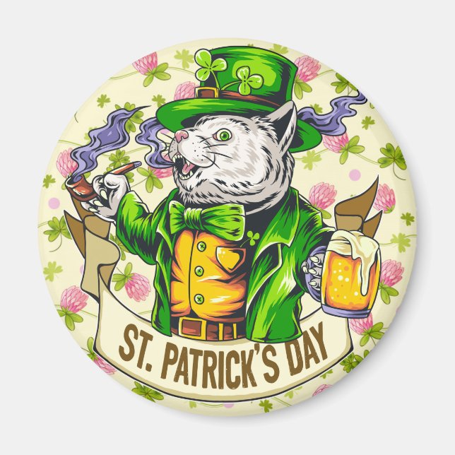 St. Patrick's Day Cat Magnet (Vorne)