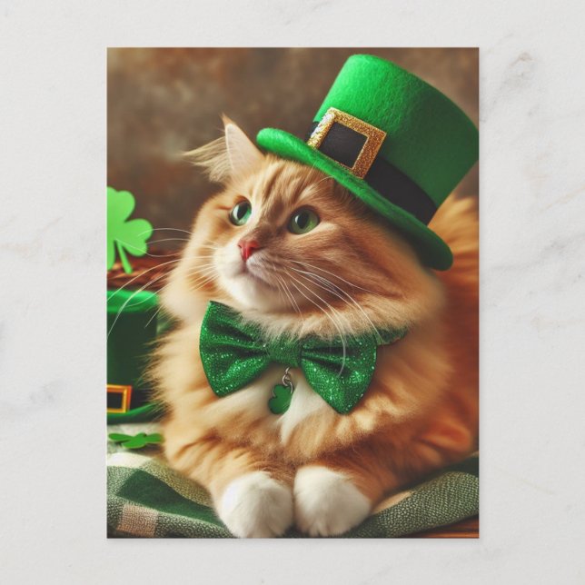 St. Patricks Day Cat Postkarte (Vorderseite)