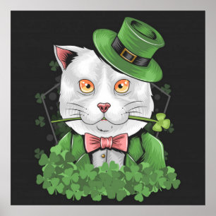 St. Patrick's Day Cat Rauchen Poster