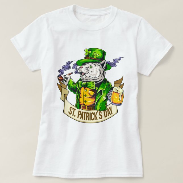 St. Patrick's Day Cat T-Shirt (Design vorne)