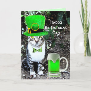 ST PATRICK'S DAY CAT WITH GREEN IRISH BEER KARTE