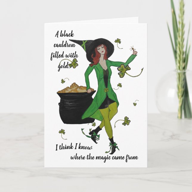 ST Patrick's Day Cauldron of Gold card Karte (Vorderseite)
