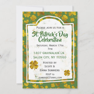 St Patrick's Day Celebration Gold Kleeblatt Clover Einladung