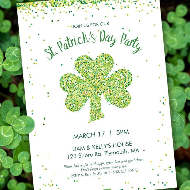 St. Patrick's Day Celebration Kleeblatt Einladung (Saint Patrick's Day Party Invitation - Petite)