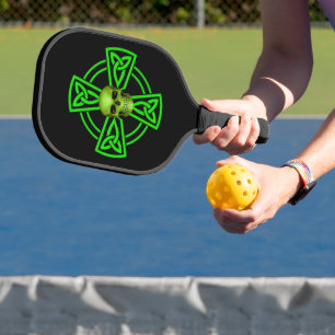 St. Patrick's Day Celtic Cross and Skull Pickleball Schläger