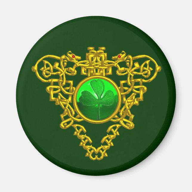 ST. PATRICK'S DAY CELTIC HEART Green Kleeblatt Magnet (Vorne)
