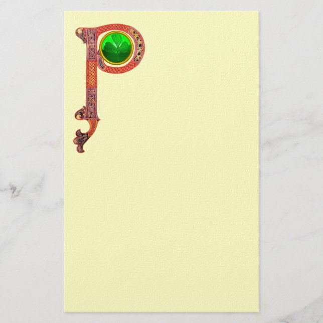 ST PATRICK'S DAY CELTIC P MONOGRAM MIT KLEEBLATT BRIEFPAPIER (Vorderseite)