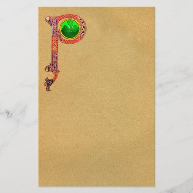 ST PATRICK'S DAY CELTIC P MONOGRAM MIT KLEEBLATT BRIEFPAPIER (Vorderseite)