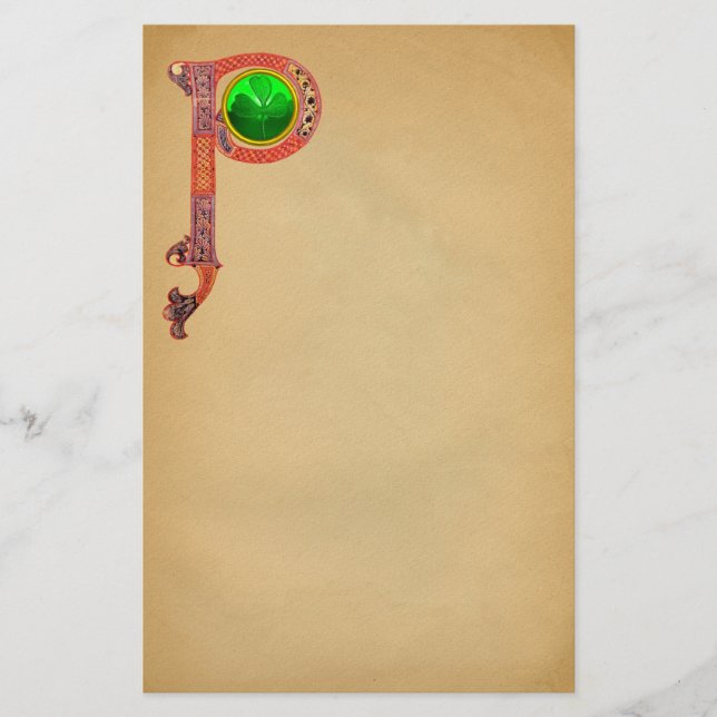 ST PATRICK'S DAY CELTIC P MONOGRAM MIT KLEEBLATT BRIEFPAPIER (Vorderseite)