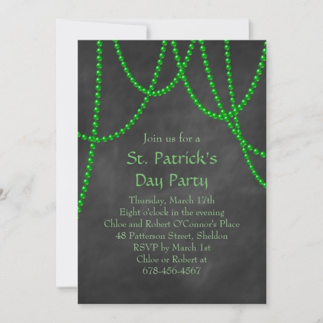 St. Patrick's Day Chalkboard-Party Einladung (Vorderseite)