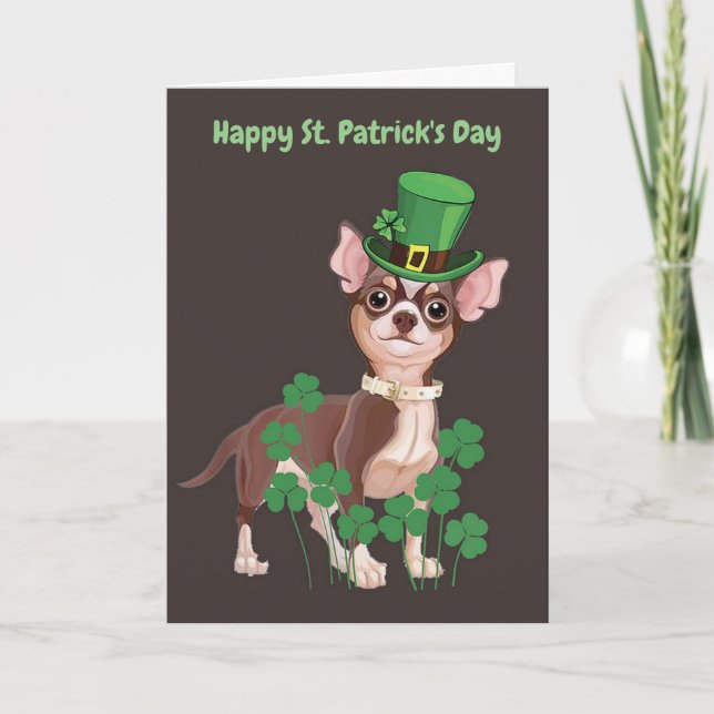St Patrick's Day Chihuahua Welpengrüßkarte Karte (Vorderseite)