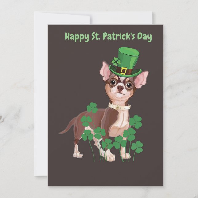 St Patrick's Day Chihuahua Welpenkarte Feiertagskarte (Vorderseite)