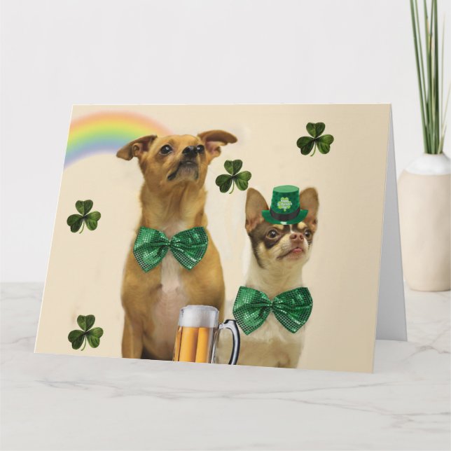 St. Patrick's Day Chihuahuas Karte (Vorderseite)