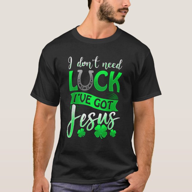 St Patrick's Day Christlich Unisex Black Cotton Po T-Shirt (Vorderseite)