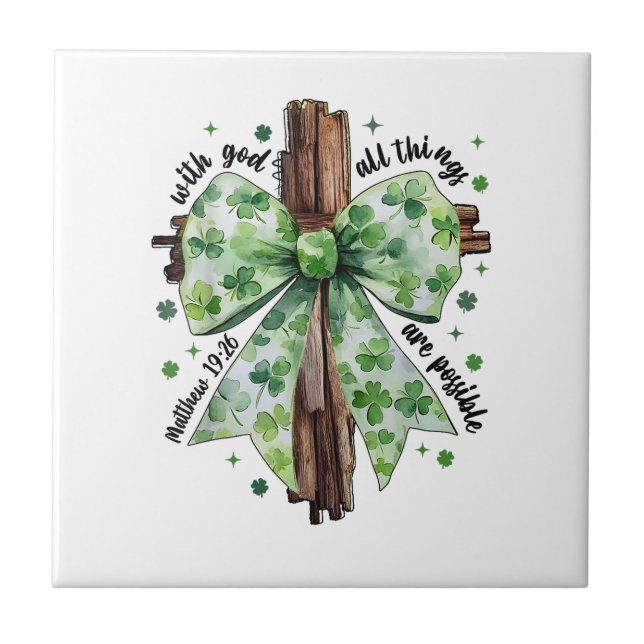 St. Patrick's Day Christlicher Glaube Kleeblatt Sh Fliese (Vorderseite)