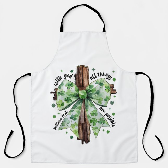 St. Patrick's Day Christlicher Glaube Kleeblatt Sh Schürze (Vorderseite)