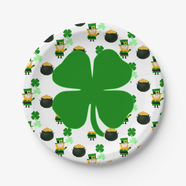 St. Patrick's Day Classic Pattern Holiday Party Pappteller (Vorderseite)