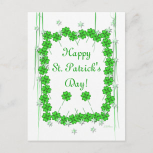 St. Patrick's Day Clover and Stars Postkarte