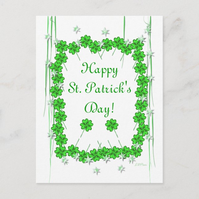 St. Patrick's Day Clover and Stars Postkarte (Vorderseite)