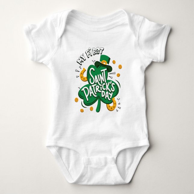 St. Patrick's Day Clover Baby's First Baby Strampler (Vorderseite)