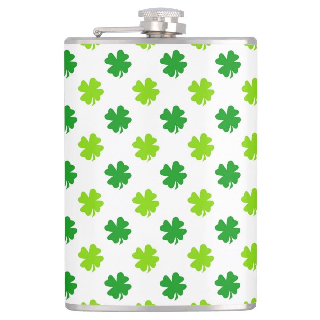 St. Patrick's Day Clover Blätter Pattern-54601 Flachmann (Vorderseite)