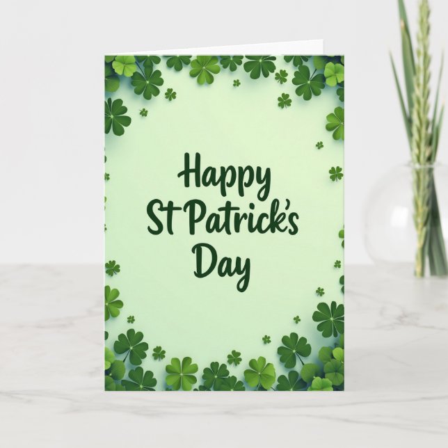 St Patricks Day Clover Card Karte (Vorderseite)