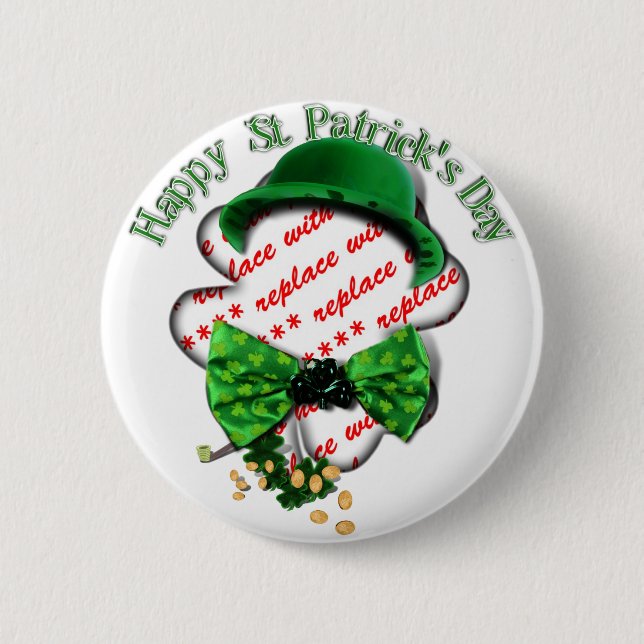St Patrick's Day Clover Frame mit einstellbarer Kr Button (Vorderseite)