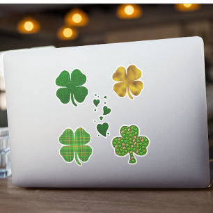 St. Patrick's Day Clover Hearts Kleeblatt Aufkleber