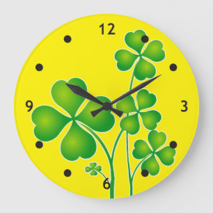 St Patrick's Day Clover / Kleeblatts + Ihre Ideen Große Wanduhr