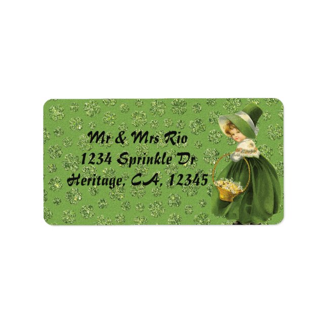 St. Patrick's Day Clover Leaf Address Label Adressaufkleber (Vorne)