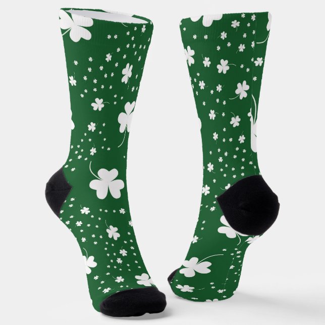St Patrick's Day Clover Pattern Socken (Gewinkelt)