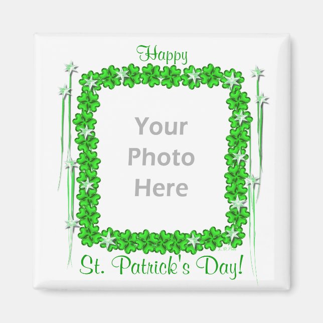 St. Patricks Day Clover Stars (Rahmen des Fotos) Magnet (Vorne)