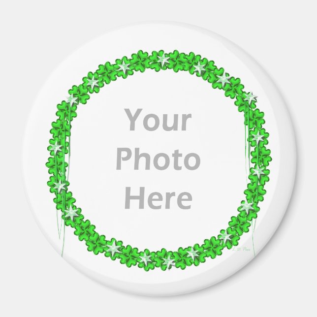 St. Patricks Day Clover Stars (Rundrahmen des Foto Magnet (Vorne)