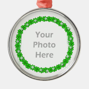 St. Patricks Day Clover Stars (Rundrahmen des Foto Silbernes Ornament