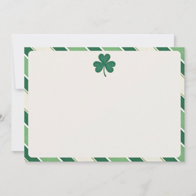 St. Patrick's Day Clover Stationery | irisch Dankeskarte (Vorderseite)
