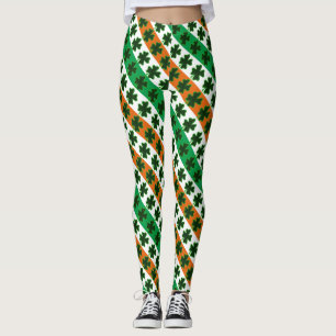 St. Patrick's Day Clover Streifen Leggings
