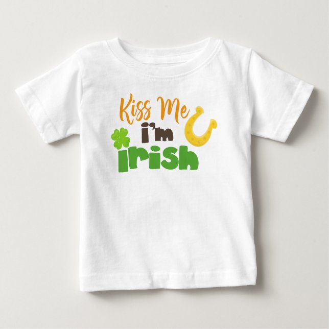 St. Patrick's Day, Clovers, Kiss Me I bin irisch Baby T-shirt (Vorderseite)