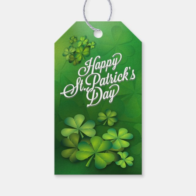 St. Patrick's Day - Clovers/Kleeblatts Geschenkanhänger (Vorderseite)