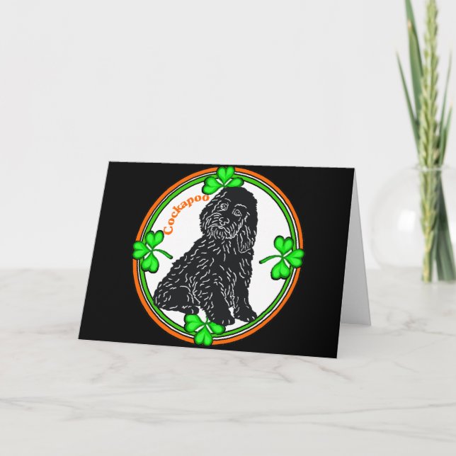 St. Patrick's Day Cockapoo Karte (Vorderseite)
