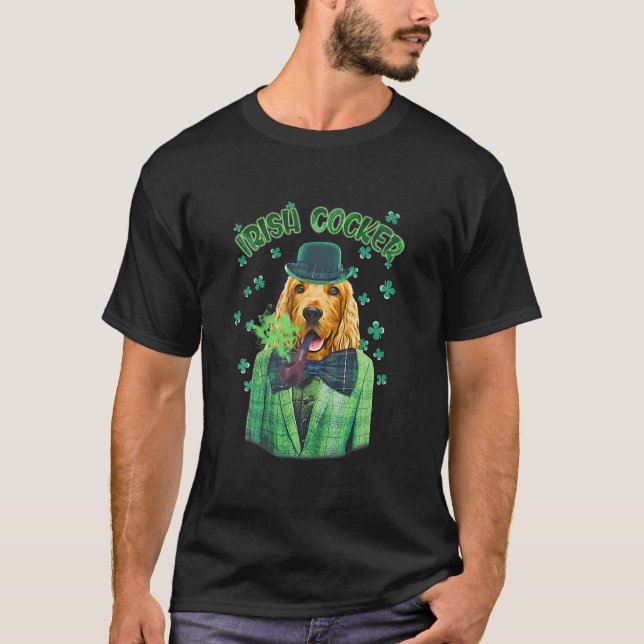 St. Patrick's Day Cocker Dog Kleeblatt Clover T-Shirt (Vorderseite)