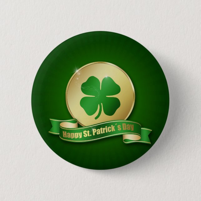St. Patrick's Day Coin Kleeblatt Button (Vorderseite)